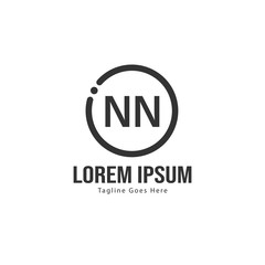 Initial NN logo template with modern frame. Minimalist NN letter logo vector illustration