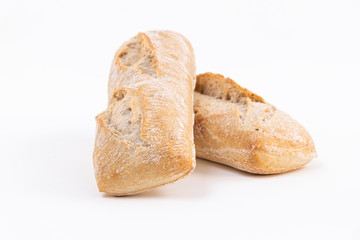 two whole fresh bread. Homemade bakery.