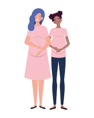 beautiful women pregnant standing on white background