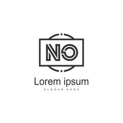 Initial NO logo template with modern frame. Minimalist NO letter logo vector illustration