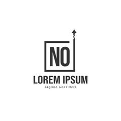 Initial NO logo template with modern frame. Minimalist NO letter logo vector illustration