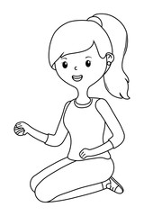 Teenager girl cartoon with tennis ball design