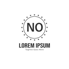 Initial NO logo template with modern frame. Minimalist NO letter logo vector illustration