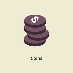 Coins stack vector illustration, flat coin money stacked icon flat,