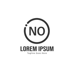Initial NO logo template with modern frame. Minimalist NO letter logo vector illustration