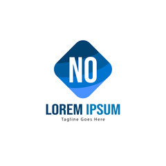 Initial NO logo template with modern frame. Minimalist NO letter logo vector illustration