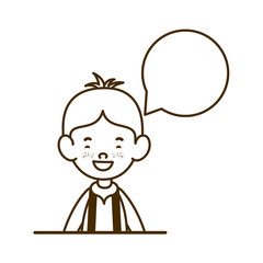 silhouette of student boy smiling with speech bubble