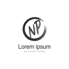 Initial NP logo template with modern frame. Minimalist NP letter logo vector illustration