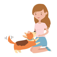 Girl with dog cartoon design