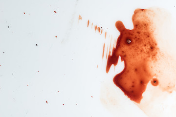 Realistic bloody splatters. Drop and blob of blood. Bloodstains.