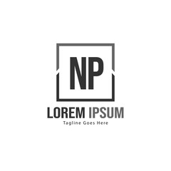 Fototapeta premium Initial NP logo template with modern frame. Minimalist NP letter logo vector illustration