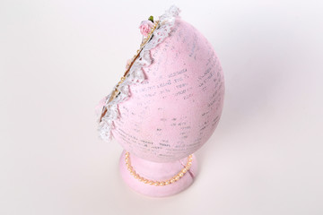 Handmade scrapbooking items on white background