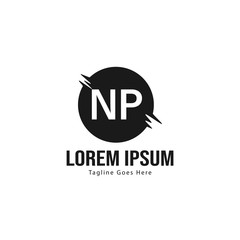 Initial NP logo template with modern frame. Minimalist NP letter logo vector illustration