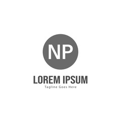 Initial NP logo template with modern frame. Minimalist NP letter logo vector illustration