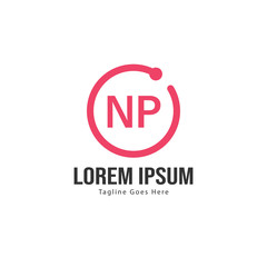Initial NP logo template with modern frame. Minimalist NP letter logo vector illustration