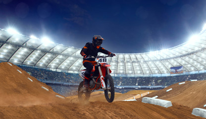 Motocross riders in action. Supercross. Motocross sport.