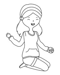 Teenager girl cartoon with tennis ball design