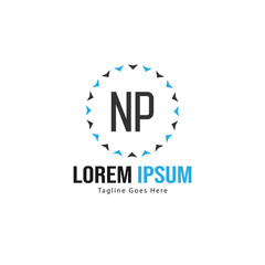 Initial NP logo template with modern frame. Minimalist NP letter logo vector illustration