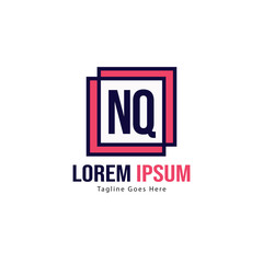 Fototapeta premium Initial NQ logo template with modern frame. Minimalist NQ letter logo vector illustration