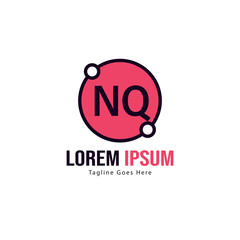 Initial NQ logo template with modern frame. Minimalist NQ letter logo vector illustration