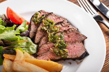 grilled tri tip steak with green onion sauce