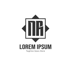 Initial NR logo template with modern frame. Minimalist NR letter logo vector illustration