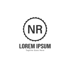Initial NR logo template with modern frame. Minimalist NR letter logo vector illustration