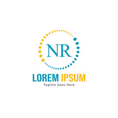 Obraz premium Initial NR logo template with modern frame. Minimalist NR letter logo vector illustration