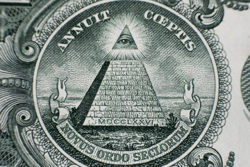 Macro close up of the US 1 dollar bill