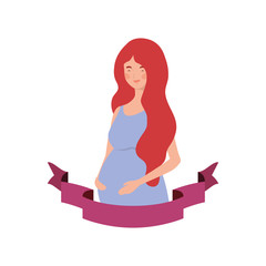 woman pregnant with decorative ribbon