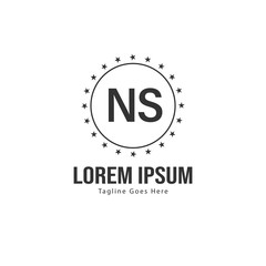 Initial NS logo template with modern frame. Minimalist NS letter logo vector illustration