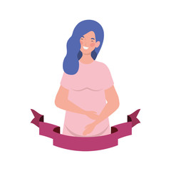 woman pregnant with decorative ribbon