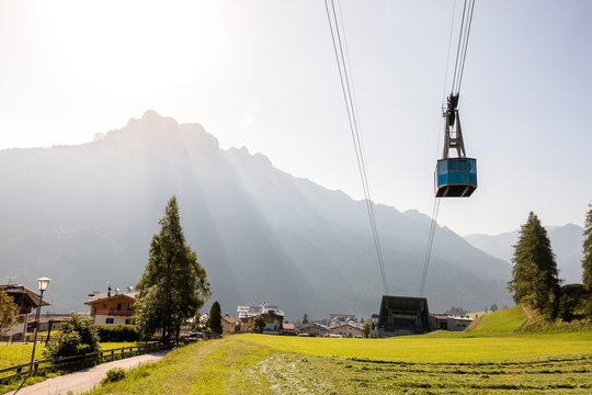 Vajolet-Tower-Hike (from Vigo di Fassa), Trentino, Italy: The village of Vigo di Fass with the gondola.