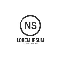 Initial NS logo template with modern frame. Minimalist NS letter logo vector illustration