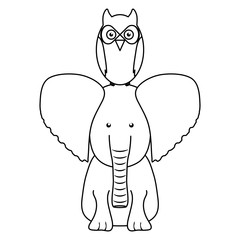 cute elephant and owl woodland animals