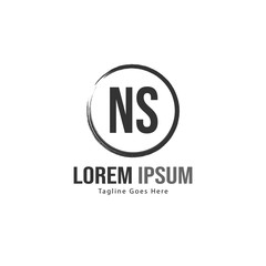 Initial NS logo template with modern frame. Minimalist NS letter logo vector illustration