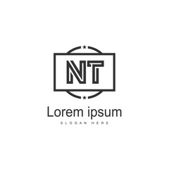 Initial NT logo template with modern frame. Minimalist NT letter logo vector illustration