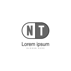 Initial NT logo template with modern frame. Minimalist NT letter logo vector illustration