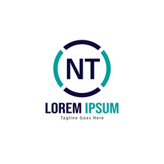 Fototapeta premium Initial NT logo template with modern frame. Minimalist NT letter logo vector illustration