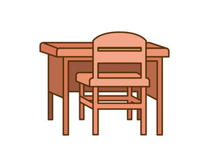 wooden chair and desk teacher workplace