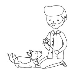 Boy with dog cartoon design