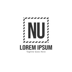 Fototapeta premium Initial NU logo template with modern frame. Minimalist NU letter logo vector illustration