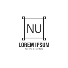 Obraz premium Initial NU logo template with modern frame. Minimalist NU letter logo vector illustration