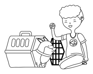 Boy with dog cartoon design