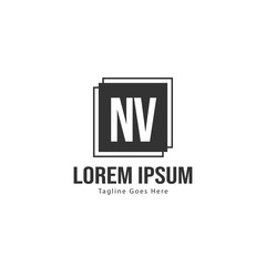 Obraz premium Initial NV logo template with modern frame. Minimalist NV letter logo vector illustration