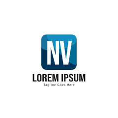 Fototapeta premium Initial NV logo template with modern frame. Minimalist NV letter logo vector illustration