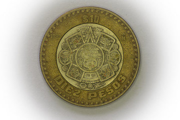 Mexican coin on white background