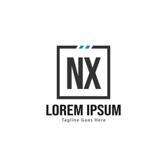 Obraz premium Initial NX logo template with modern frame. Minimalist NX letter logo vector illustration