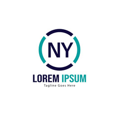 Obraz premium Initial NY logo template with modern frame. Minimalist NY letter logo vector illustration