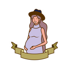 woman pregnant with decorative ribbon